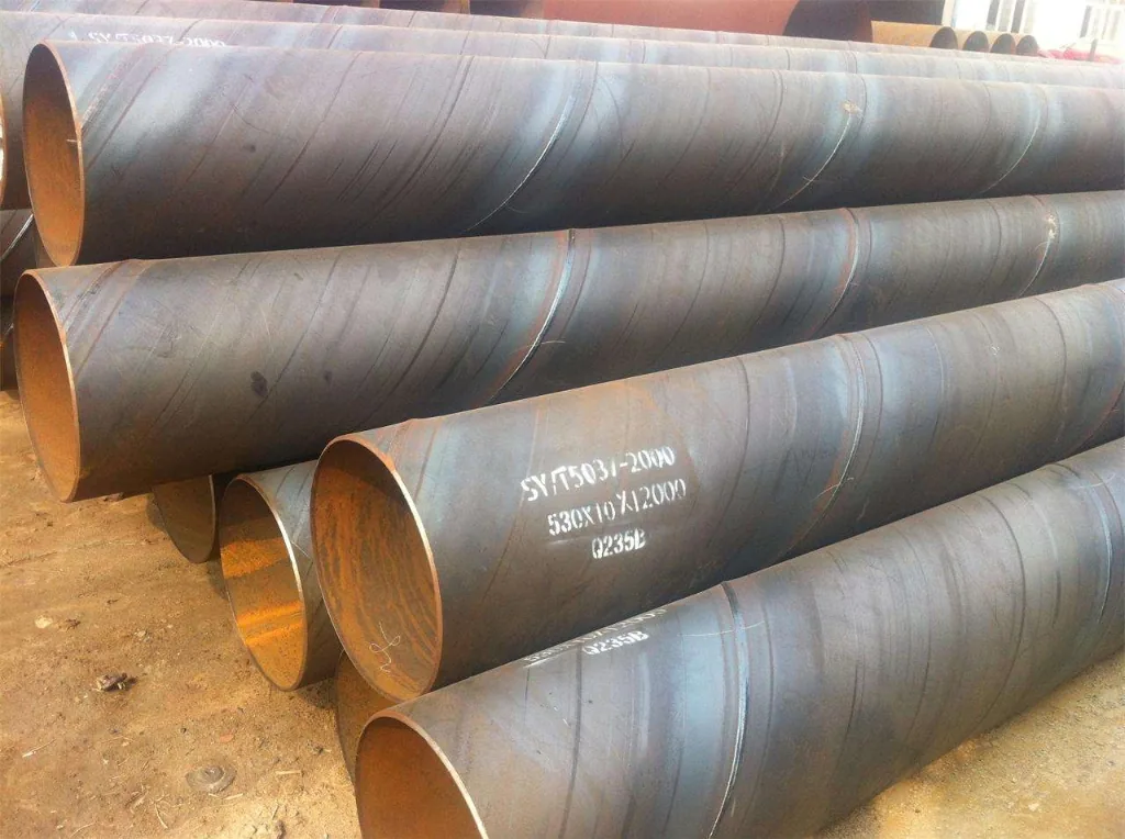 SSAW Spiral Steel Pipes in Yard
